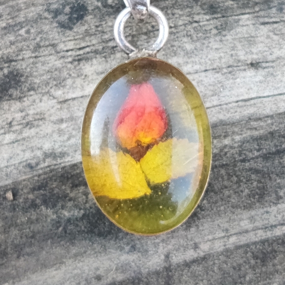 🌹 Vintage Sterling RoseBud Pendant - Picture 3 of 5